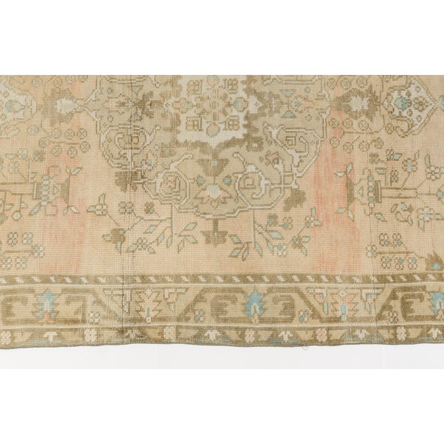Textile Antique Faded Turkish Oushak Rug in Apricot, Sage Mint, and Pale Gold For Sale - Image 7 of 10