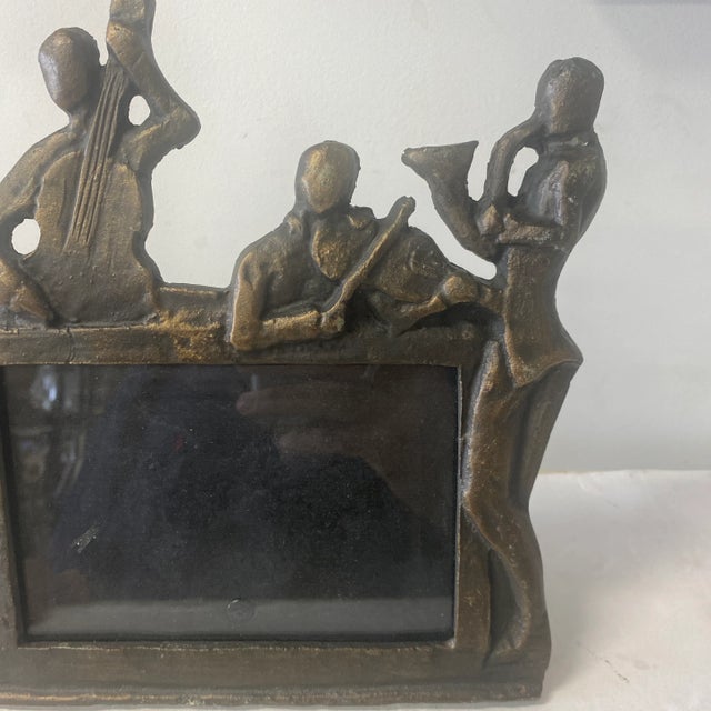 Modern 1980s Bronze Picture Frame With Musicians For Sale - Image 3 of 8