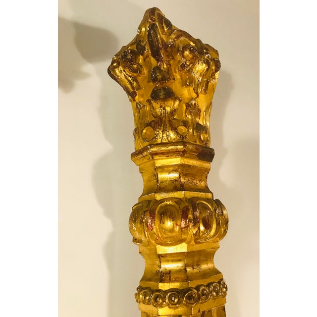 Gold Antique Late 19th Century Handcarved Wood Gillded Half Columns - Set of 3 For Sale - Image 8 of 10