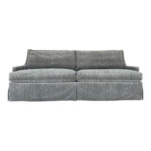Lillian August Transitional Gray Velvet Striped Royce Court Sofa