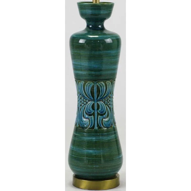 1950s Hand Thrown, Blue & Green Glazed Pottery Table Lamp For Sale - Image 5 of 8
