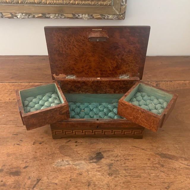 Antique Italian Wood Inlay Greek Key Jewelry Box For Sale In New York - Image 6 of 13