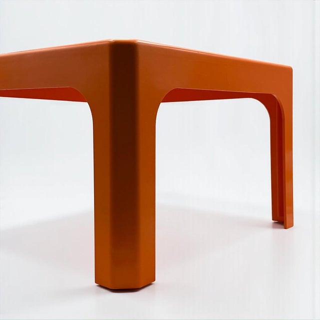Industrial French Model 1872 Low Table in Orange Plastic by Gilac, 1970s For Sale - Image 3 of 18