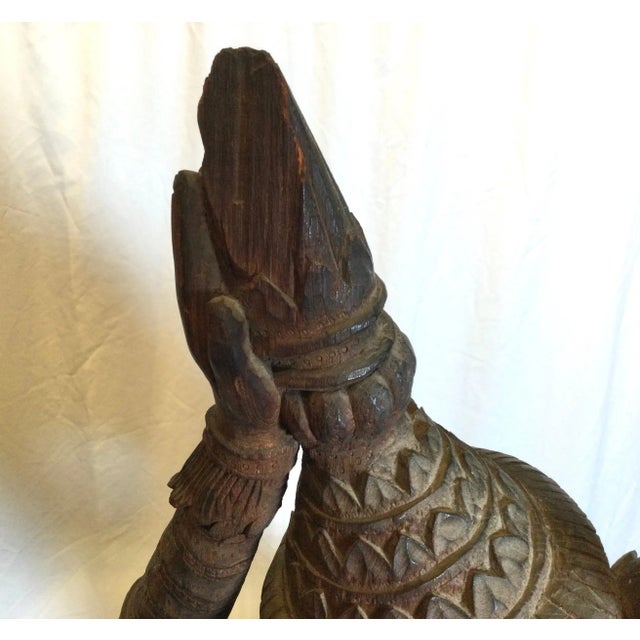 1900 - 1909 Early 20th Century Hand Carved Hard Wood Balinese Warrior For Sale - Image 5 of 13