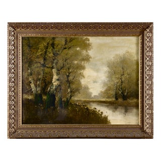 C. F. Daubigny, Landscape Composition, 1800s, Oil Painting on Canvas, Framed For Sale