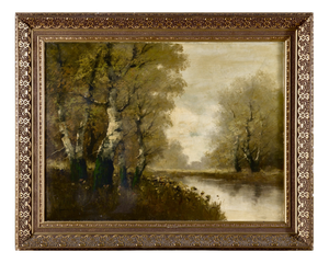 C. F. Daubigny, Landscape Composition, 1800s, Oil Painting on Canvas, Framed