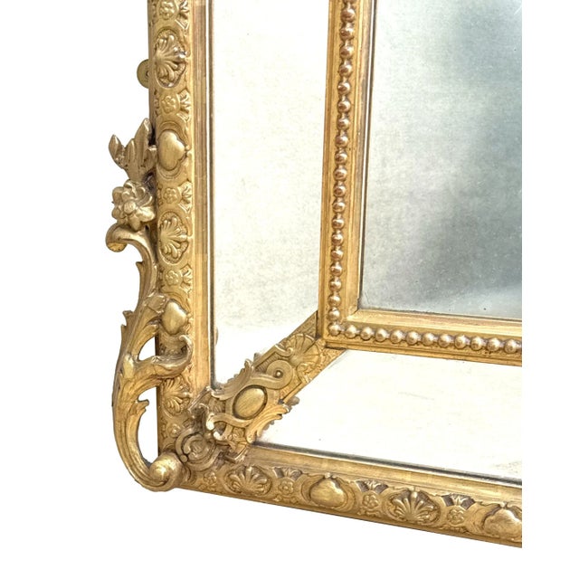 Gold Large French Gilt Overmantle Mirror, 1860s For Sale - Image 8 of 12