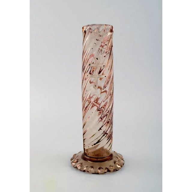 Clear Frosted Art Glass Vase with Thistle Pattern by Emile Gallé For Sale - Image 3 of 8