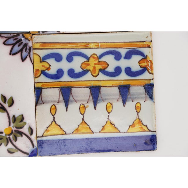19th Century Set of Four Baroque Floral Tiles, Portuguese For Sale - Image 6 of 11