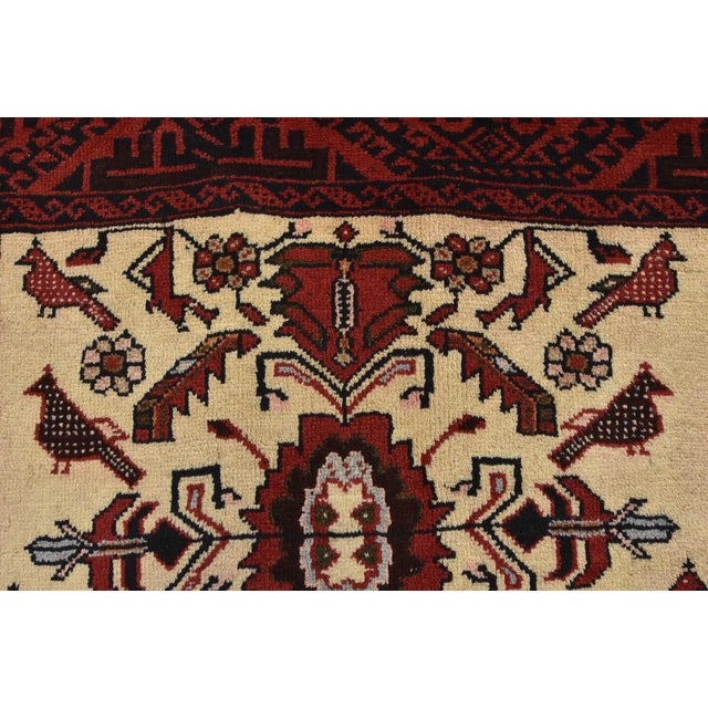Ivory Baloch Rug 3’2” X 5’6” Ivory Wool Vintage Tribal Hand-Knotted Oriental Carpet For Sale - Image 8 of 12