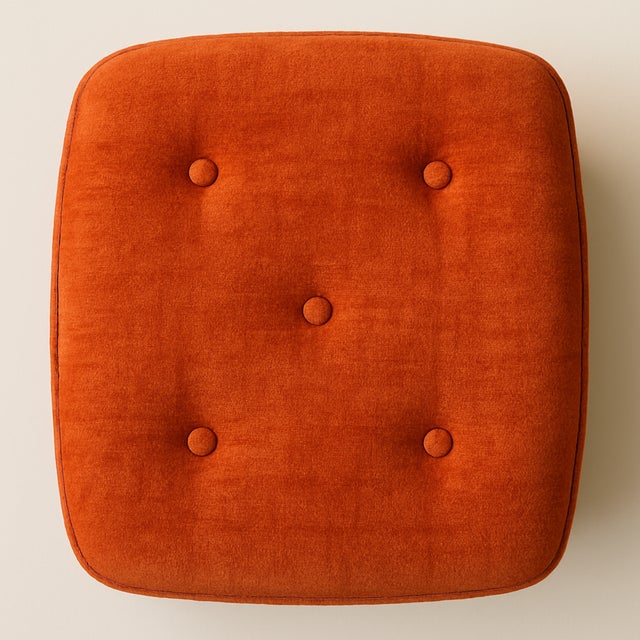 Mid 20th Century Mid 20th Century Pair of Kindel French Provincial Carved Footstools With Burnt Orange Upholstery For Sale - Image 5 of 9