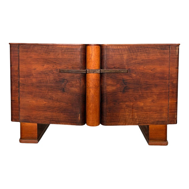 Art Deco Walnut Sideboard with Bakelite Handles, 1930s For Sale
