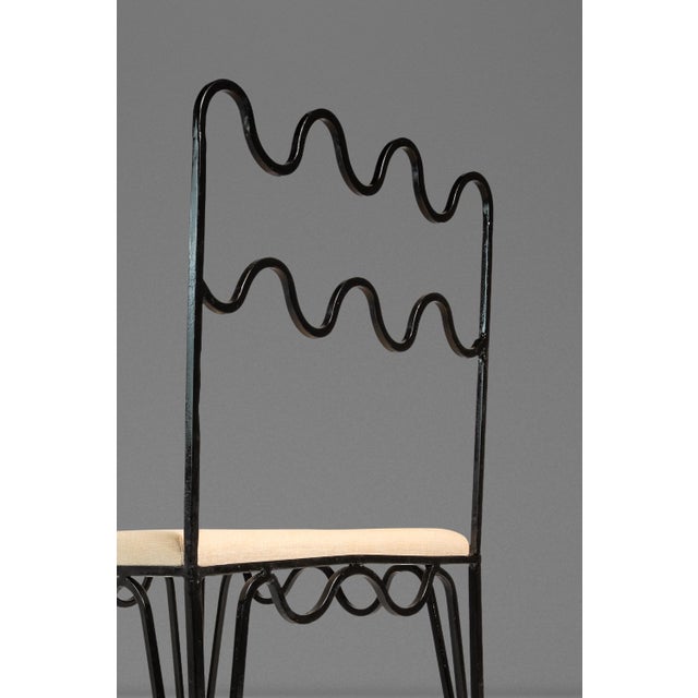 Set of Two (2) Méandre Side Chairs in Wrought Iron Inspired by Jean Royère Produced by Design Frères, Usa, C. 2000s For Sale - Image 15 of 18