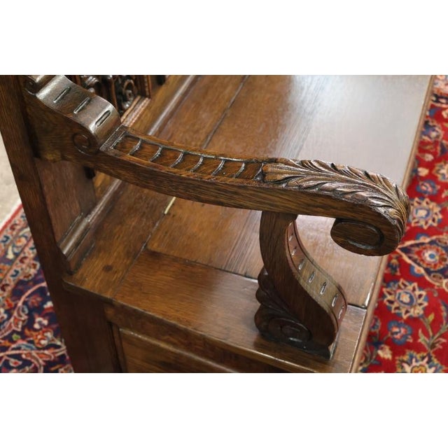 Late 19th Century English Victorian Oak Hall Seat Settee Bench For Sale - Image 10 of 18