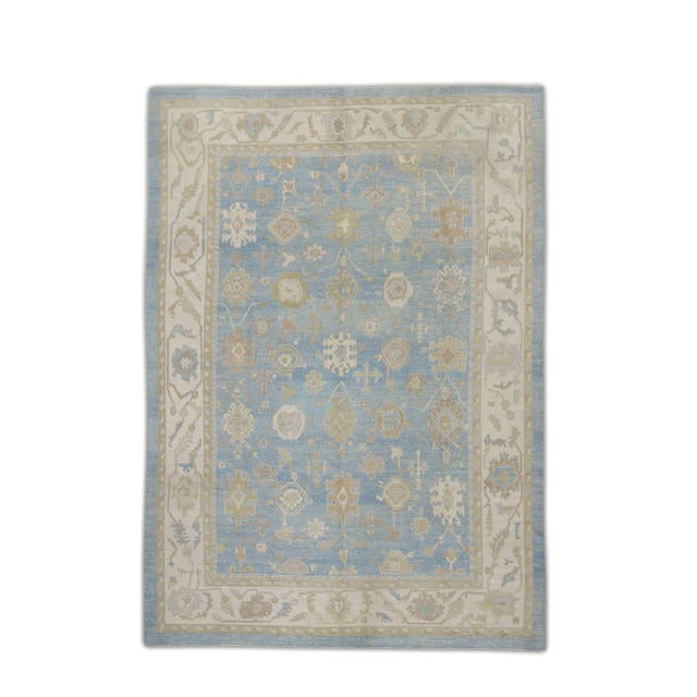 Textile Modern Turkish Oushak Rug 10'7" x 14'8" For Sale - Image 7 of 7