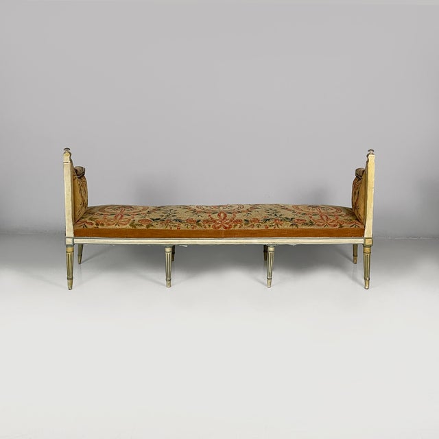 Italian Bench in Wood and Fabric, 1800s For Sale - Image 5 of 18