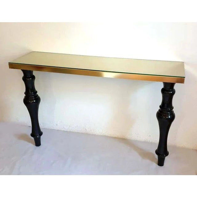 1980s Mid Century Modern Marble & Brass Console Table Italy 1980s For Sale - Image 5 of 9