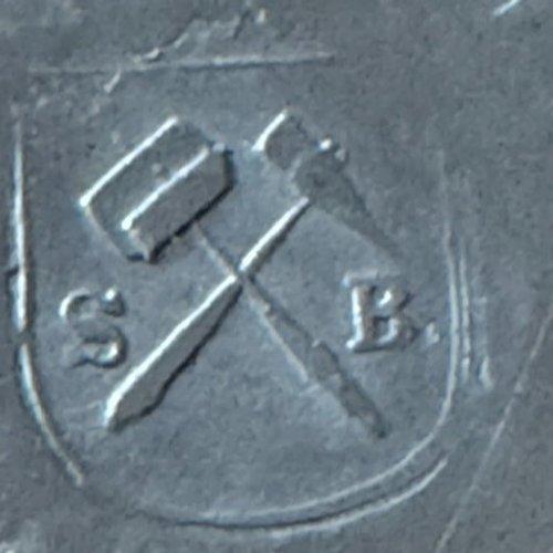 18th Century German Pewter Plate, 9.125" Reeded Rim, 1708 Quality Mark & 1857 Engraving For Sale - Image 12 of 12