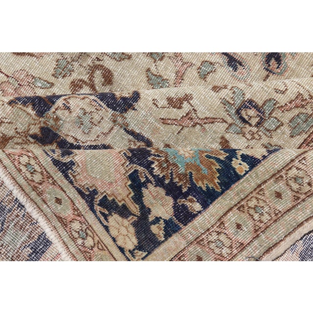 Vintage Turkish Sivas Rug With Intricate Floral Patterns in Ivory, Navy, and Brown 6'2"x9'4" For Sale - Image 9 of 10