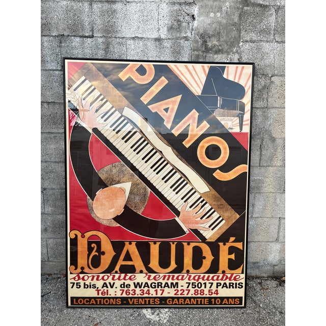 Vintage Art Deco Framed Lithograph Poster "Pianos Daude" by Andre Daude. Circa 1920s For Sale - Image 15 of 15