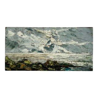 Vintage Italian Impasto Landscape Painting Sienna Italy Abstract Coastal Art on Board Small Art For Sale