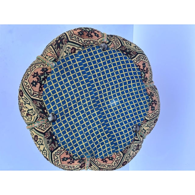 Moroccan Art Deco Style Pouf Upholstered in Moorish Textile Fabric Stool For Sale - Image 13 of 15