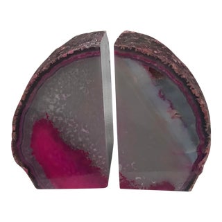 1970s Pink Brazilian Geode Bookends - a Pair For Sale