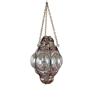 Italian Lantern in Blown Glass and Metal, 1960s For Sale