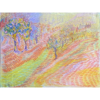 1990s "Tree Drama" Landscape Chalk Drawing For Sale