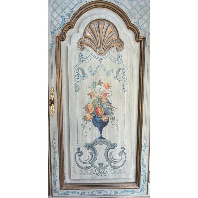 Painted Chinoiserie Style Antique Sage Green Floral Secretary Desk For Sale - Image 12 of 18