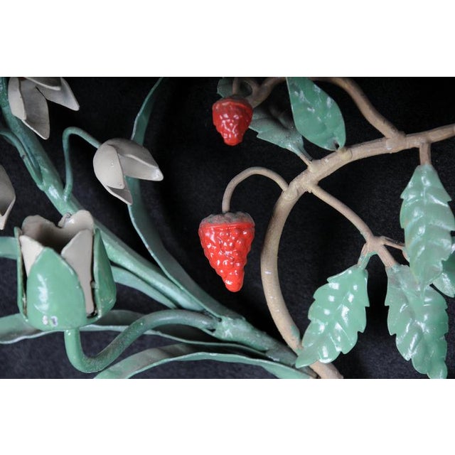 Antique Painted Wrought Iron Wall Candleholders with Lily of the Valley, Set of 2 For Sale - Image 13 of 18