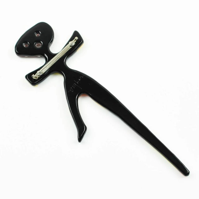 1990s Anne and Frank Vigneri Oversized Figurine Multicolor Lucite Pin Brooch For Sale - Image 5 of 7