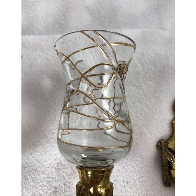 Glamorous French Empire Brass and Chrystal Wall Sconces. These Golden Beauties will Sparkle and Brighten your room like...