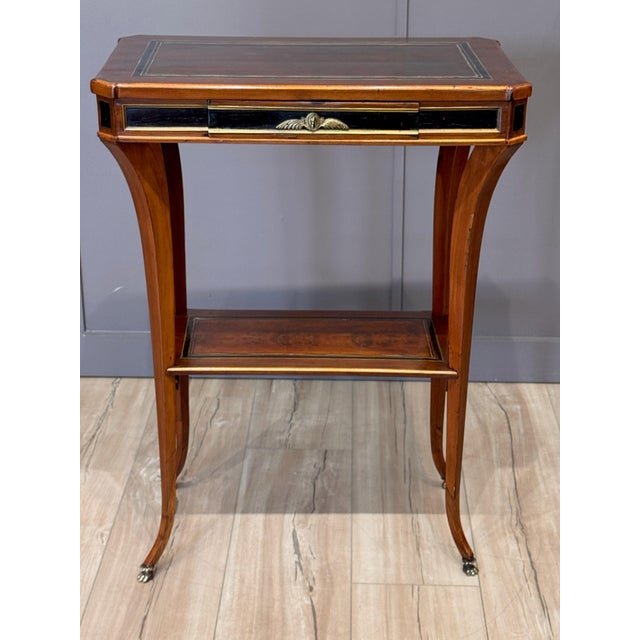 Neoclassical Continental Neoclassical Inlaid Mahogany Two-Tier Side Table For Sale - Image 3 of 11
