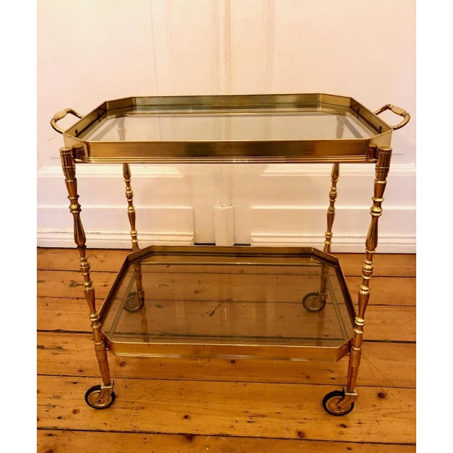 Hollywood Regency Bar Cart in Brass, 1960s For Sale - Image 12 of 12