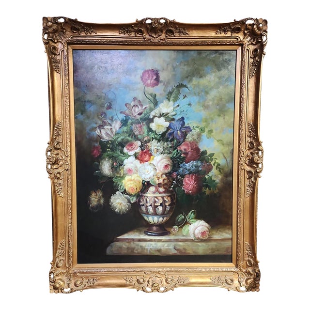 Vintage Dutch School Still Life Floral Giclee on Canvas For Sale