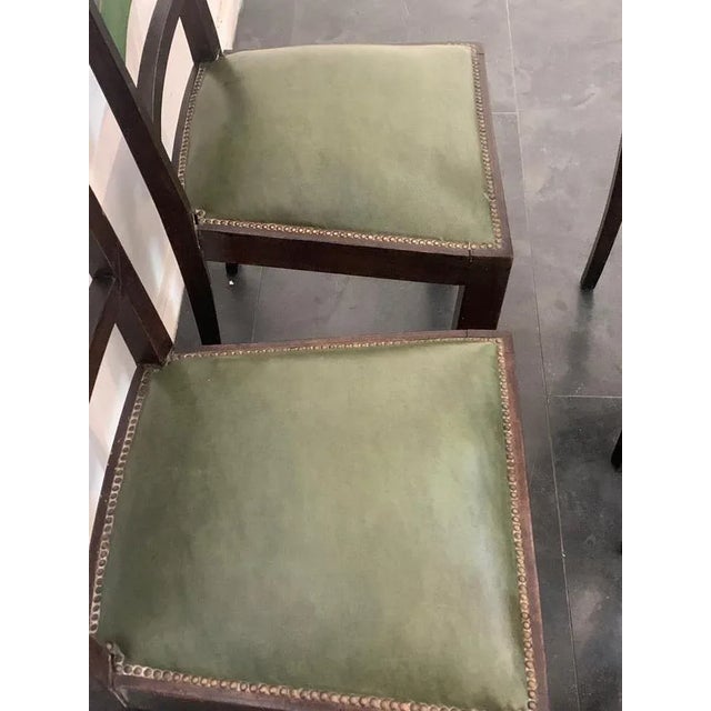Brown Art Deco Dining Chairs in Rosewood-Stained Beech and Green Maple, 1930s, Set of 4 For Sale - Image 8 of 12