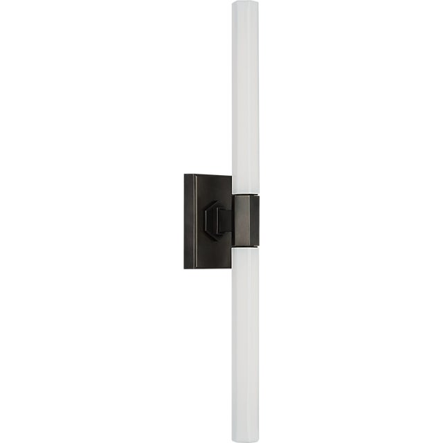 Chapman & Myers for Visual Comfort Signature Hawthorne 20" Double Bath Light in Bronze with White Glass For Sale