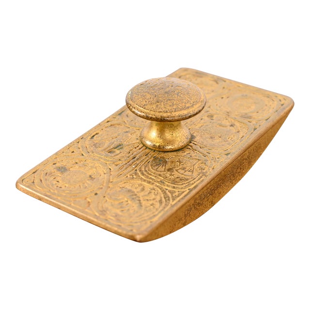 Tiffany Studios New York Zodiac Pattern Bronze Doré Rocker Blotter For Sale