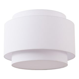 Coronado 18" Flush Mount by Nova - Modern Satin Nickel Steel, Double Drum White Linen Shade, Dimmable Elv, Ideal for Hallway Bedroom For Sale