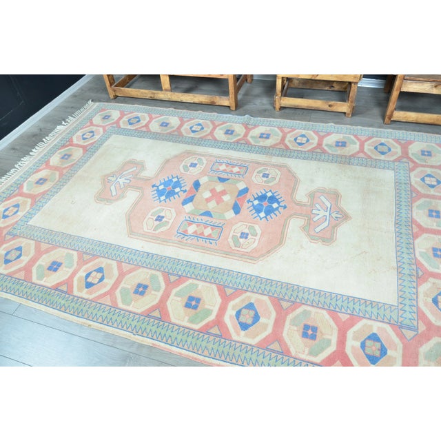 Modern 1960s Vintage Hand Knotted Wool Area Rug For Sale - Image 3 of 11