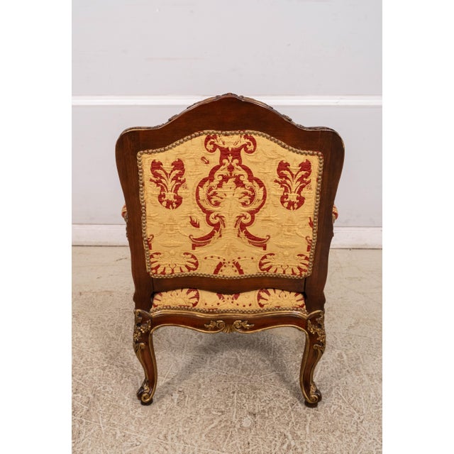 Southwood & Co. Pair of Southwood Louis XV Style Fauteuil Carved Armchairs For Sale - Image 4 of 18