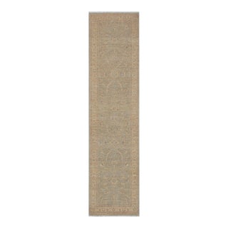 Boho Chic Ziegler Grey/Beige Wool Runner Rug- 2'5'' X 9'8'' For Sale