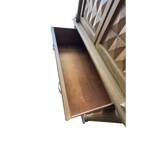 ubstantial Drexel Heritage entertainment armoire from the Corbel Collection, crafted in the USA. This architectural...