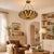 Solid Brass Lotus Chandelier, Handcrafted Floral Statement Ceiling Light For Sale - Image 4 of 10