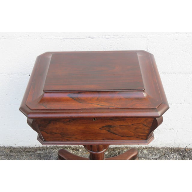 Wood Late 1800s English Rosewood Teapoy Tea Caddy Table 6064 For Sale - Image 7 of 18