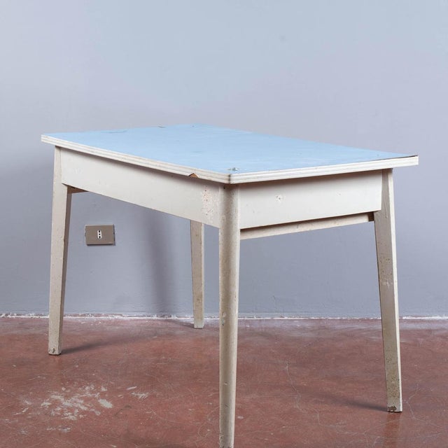 Vintage Dining Table in Wood & Metal For Sale - Image 3 of 9