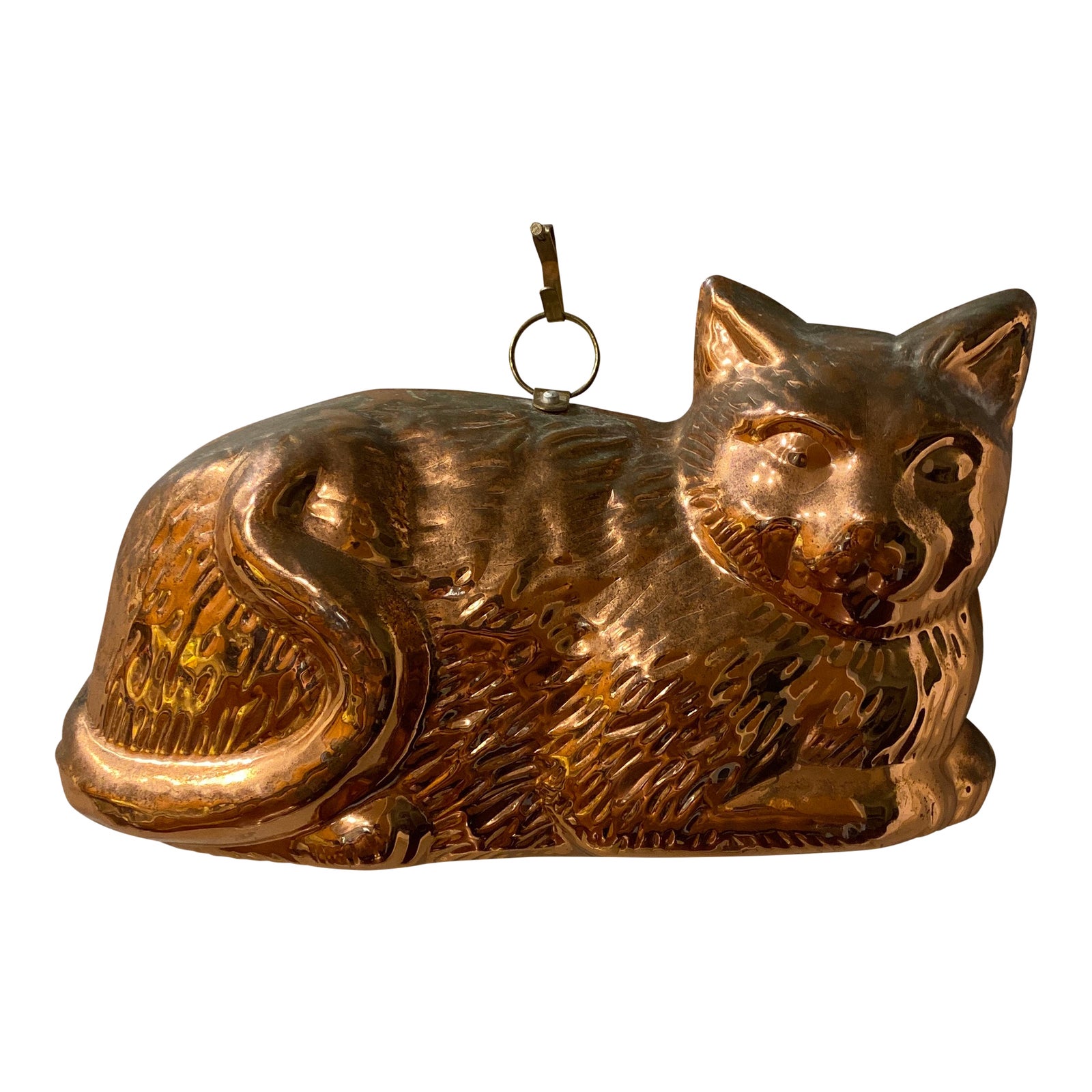 Vintage Copper Cat Shaped Hanging Decor | Chairish