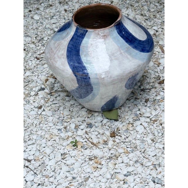 2020s Blue Brushstroke Italian Ceramic Vessel For Sale - Image 5 of 8