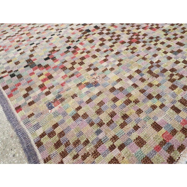 Ivory Galerie Shabab Collection Checkered Vintage Turkish Anatolian Accent Rug For Sale - Image 8 of 10